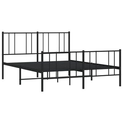 vidaXL Metal Bed Frame without Mattress with Footboard Black 120x200 cm