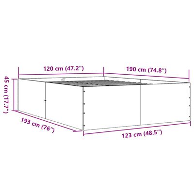 vidaXL Bed Frame without Mattress Smoked Oak 120x190 cm Small Double