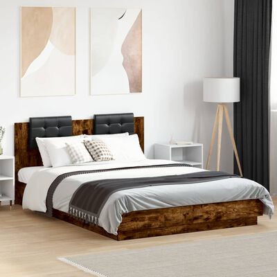 vidaXL Bed Frame without Mattress Smoked Oak 150x200 cm King Size