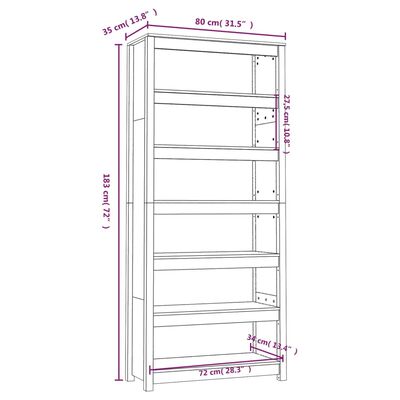 vidaXL Book Cabinet Grey 80x35x183 cm Solid Wood Pine