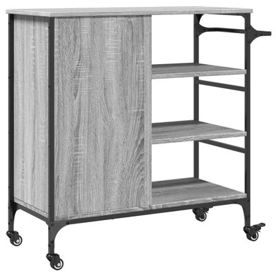 vidaXL Kitchen Trolley Grey Sonoma 87.5x38.5x84.5 cm Engineered Wood