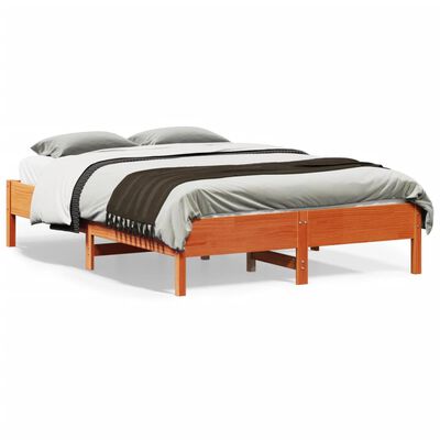 vidaXL Bed Frame without Mattress Wax Brown 135x190 cm Double Solid Wood Pine