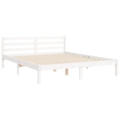 vidaXL Bed Frame without Mattress White King Size Solid Wood