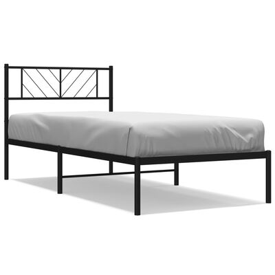 vidaXL Metal Bed Frame without Mattress with Headboard Black 100x190 cm