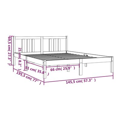 vidaXL Bed Frame without Mattress Grey Solid Wood 140x190 cm