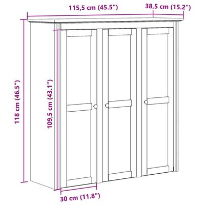 vidaXL Cabinet with Glass Doors BODO White Solid Wood Pine