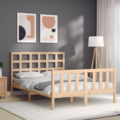 vidaXL Bed Frame without Mattress Double Solid Wood Pine