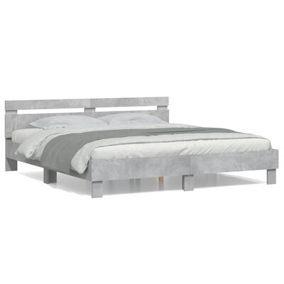 vidaXL Bed Frame without Mattress Concrete Grey 160x200 cm