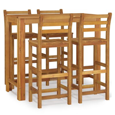 vidaXL 5 Piece Garden Bar Set Solid Wood Acacia