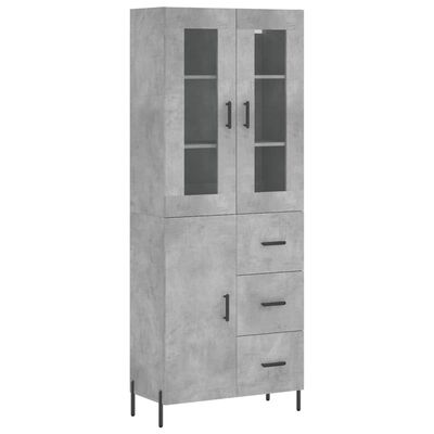 vidaXL Highboard Concrete Grey 69.5x34x180 cm Engineered Wood