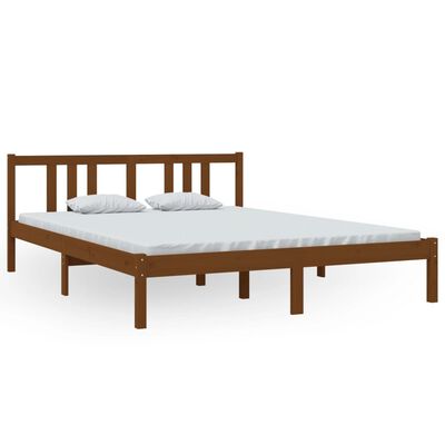 vidaXL Bed Frame without Mattress Honey Brown Solid Wood 150x200 cm King Size