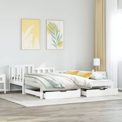 vidaXL Daybed with Trundle and Drawers without Mattress White 80x200 cm