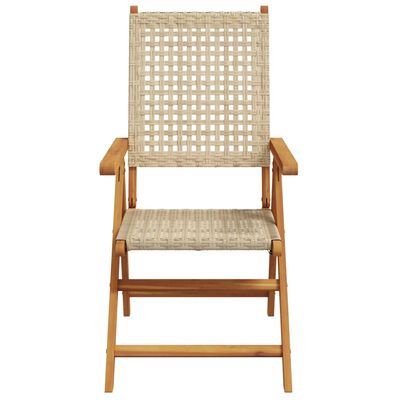 vidaXL Garden Chairs 2 pcs Beige Solid Wood Acacia and Poly Rattan