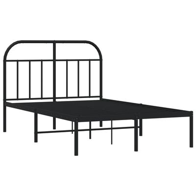 vidaXL Metal Bed Frame without Mattress with Headboard Black 120x190 cm Small Double