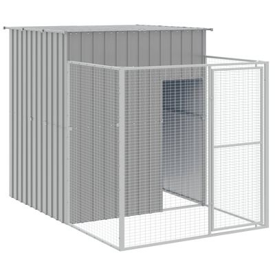 vidaXL Dog House with Run Light Grey 165x863x181 cm Galvanised Steel