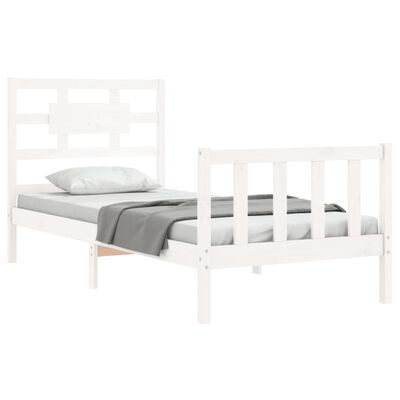 vidaXL Bed Frame without Mattress White Single Solid Wood Pine