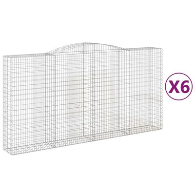 vidaXL Arched Gabion Baskets 6 pcs 400x50x200/220 cm Galvanised Iron