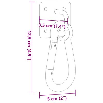 vidaXL Eye Plates with Snap Hooks 3 pcs 360° Rotate Silver Steel