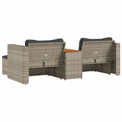 vidaXL 5 Piece Garden Sofa Set with Cushions Grey Poly Rattan Acacia