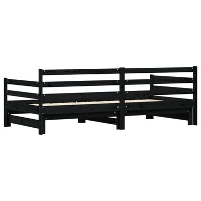 vidaXL Daybed with Trundle without Mattress Black 90x200 cm Solid Wood