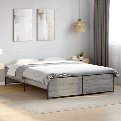 vidaXL Bed Frame without Mattress Grey Sonoma 140x200 cm