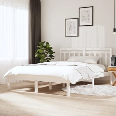 vidaXL Bed Frame without Mattress White Solid Wood 120x200 cm (810013+814085)