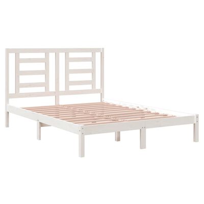 vidaXL Bed Frame without Mattress White 135x190 cm Double Solid Wood Pine