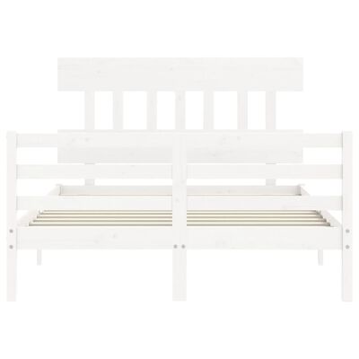 vidaXL Bed Frame without Mattress White Double Solid Wood