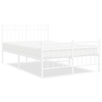 vidaXL Metal Bed Frame without Mattress with Footboard White 120x200 cm