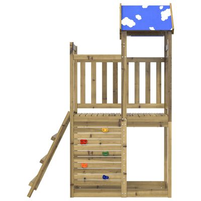 vidaXL Play Tower with Rockwall 110.5x52.5x215cm Impregnated Wood Pine