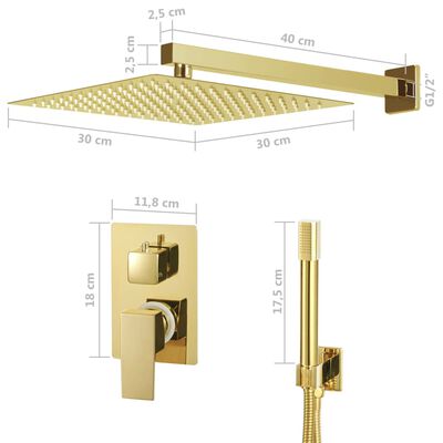 vidaXL Shower System Stainless Steel 201 Gold