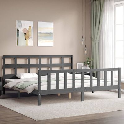 vidaXL Bed Frame without Mattress Grey 200x200 cm Solid Wood Pine