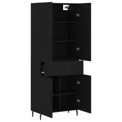 vidaXL Highboard Black 69.5x34x180 cm Engineered Wood