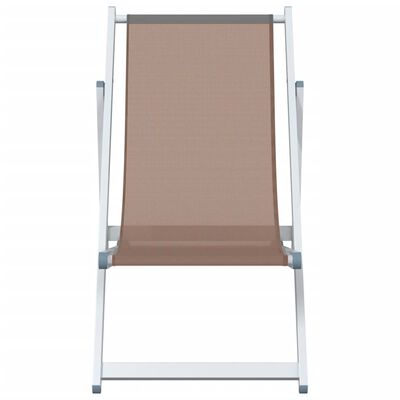 vidaXL Folding Beach Chairs 2 pcs Brown Aluminium and Textilene