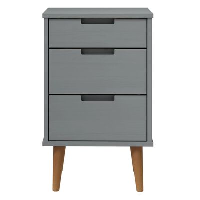 vidaXL Bedside Cabinet MOLDE Grey 40x35x65 cm Solid Wood Pine