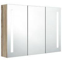 vidaXL LED Bathroom Mirror Cabinet 89x14x62 cm Oak