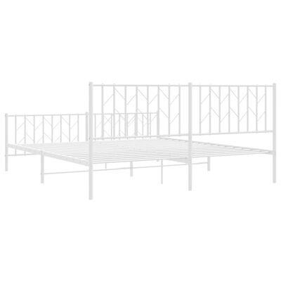 vidaXL Metal Bed Frame without Mattress with Footboard White 183x213 cm