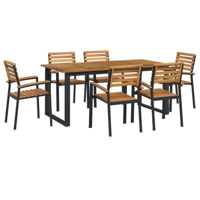 vidaXL 7 Piece Garden Dining Set Solid Wood Acacia and Metal