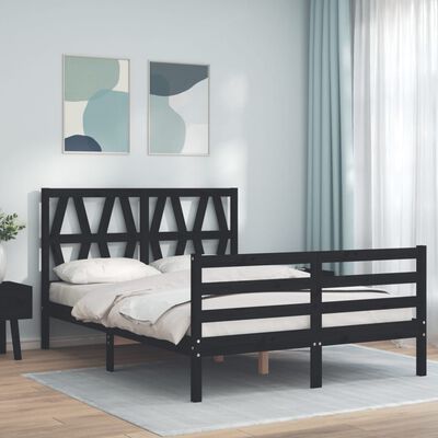 vidaXL Bed Frame without Mattress Black 120x200 cm Solid Wood