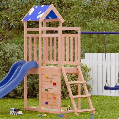 vidaXL Play Tower with Rockwall 110.5x52.5x215cm Solid Wood Douglas Fir