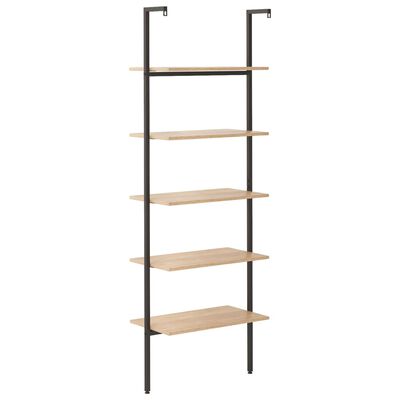 vidaXL 5-Tier Leaning Shelf Light Brown and Black 64x35x185 cm