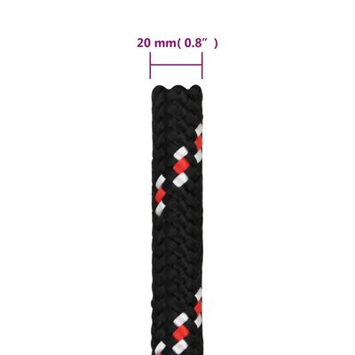 vidaXL Boat Rope Black 20 mm 100 m Polypropylene