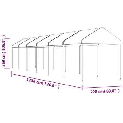 vidaXL Gazebo with Roof White 13.38x2.28x2.69 m Polyethylene
