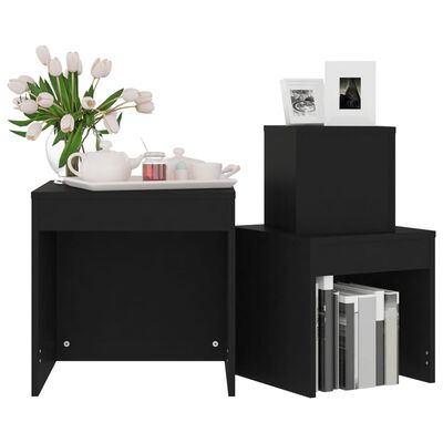 vidaXL Nesting Tables 3 pcs Black Engineered Wood