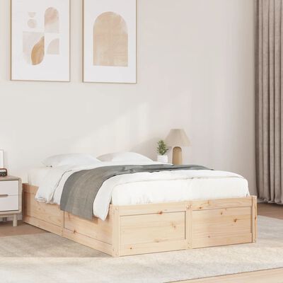 vidaXL Bed Frame without Mattress 135x190 cm Double Solid Wood Pine