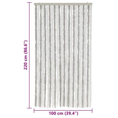 vidaXL Fly Curtain Light Grey and White 100x220 cm Chenille