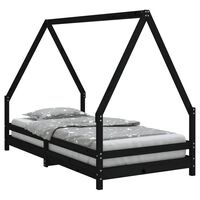 vidaXL Kids Bed Frame Black 90x190 cm Solid Wood Pine