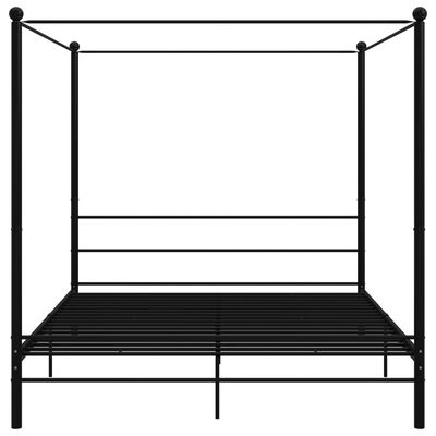 vidaXL Canopy Bed Frame without Mattress Black Metal 180x200 cm Super King