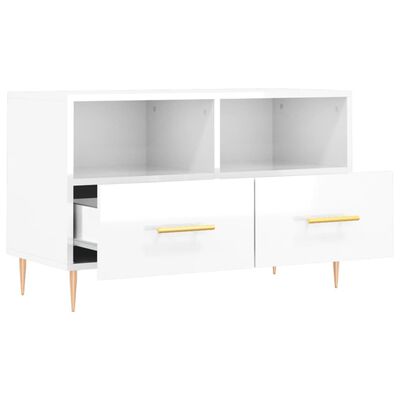 vidaXL TV Cabinet High Gloss White 80x36x50 cm Engineered Wood