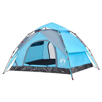 vidaXL Camping Tent Dome 3-Person Blue Quick Release